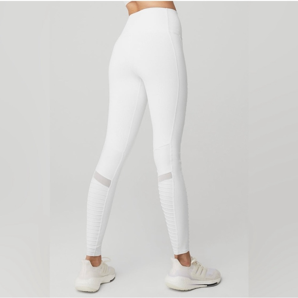 Alo White Moto Leggings Size Medium - Picture 2 of 6